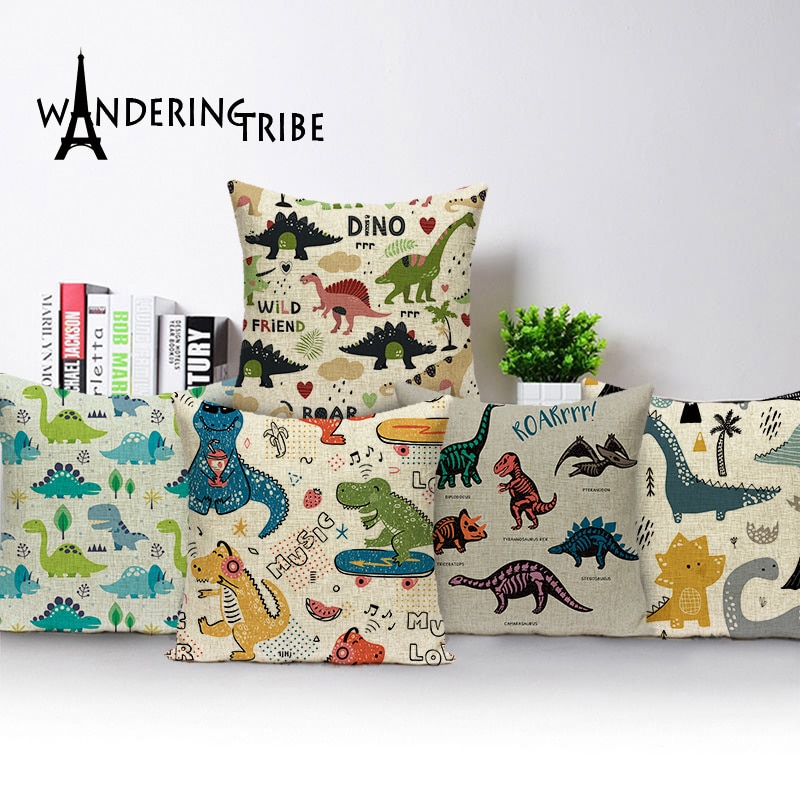 Dinosaur Cushion Cover Case Animal Cartoon Colorfu..